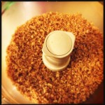 Crushed peanuts in food processor